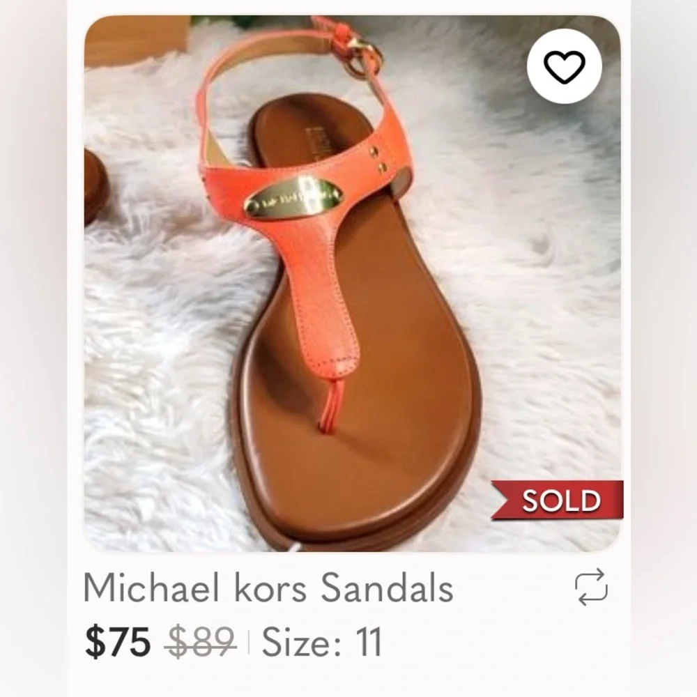 🌞 Michael Kors T-Strap Sandals in Tangerine with Gold Plate women 6.5